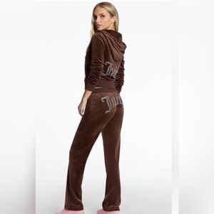 Juicy Couture Brown Velour Bling Tracksuit Set NWT Size Large +